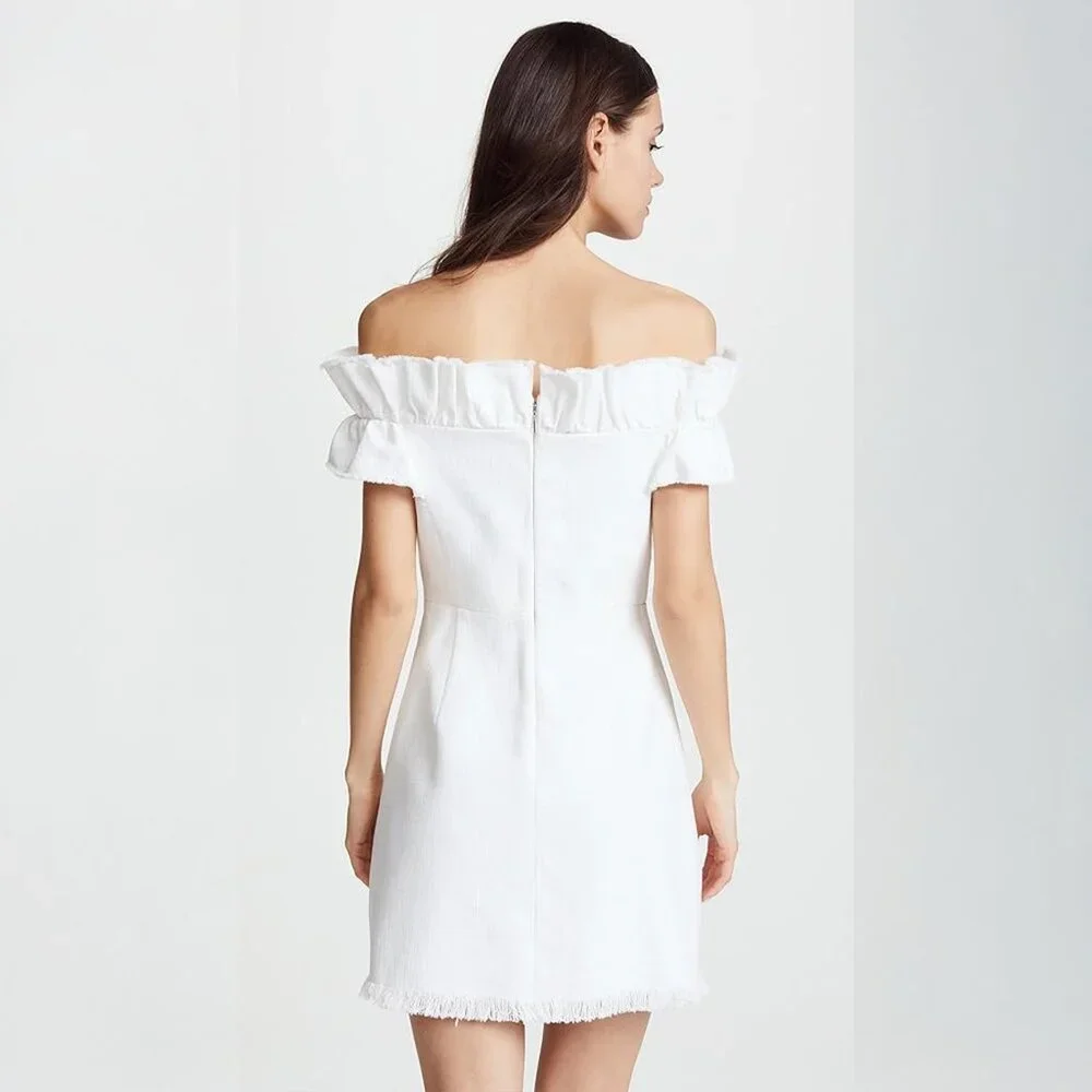 Rebecca Taylor Fringed Off-The-Shoulder Dress - Picture 2 of 6